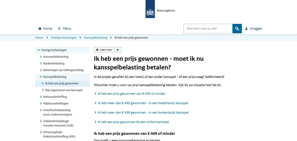 Belastingdienst-informatie over kansspelbelasting bij online kansspelen